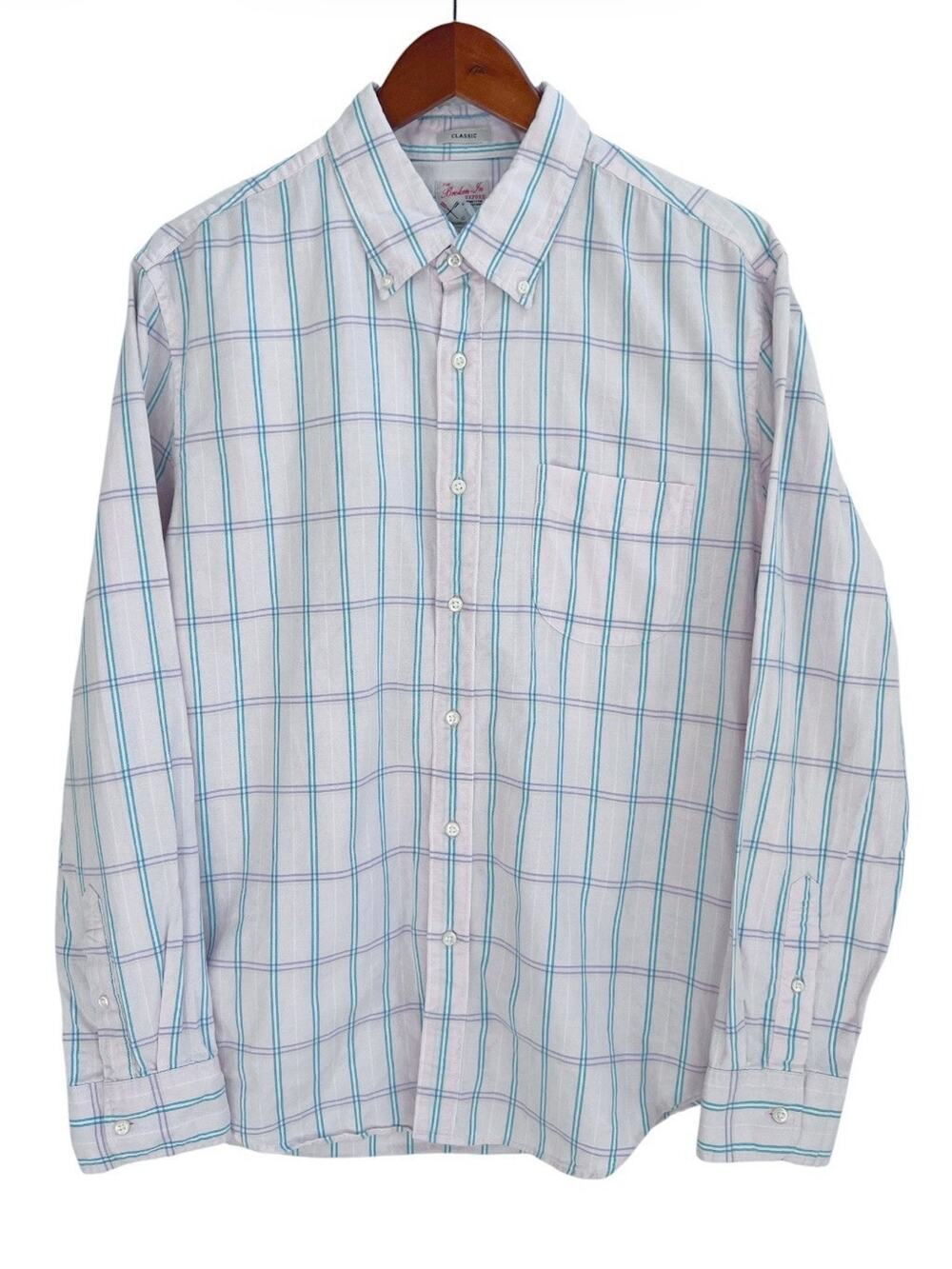 J. Crew The Broken In Oxford Shirt Classic Fit 100% Cotton Pink Check Men Sz L